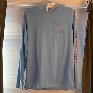 Girls Vineyard Vines Light Blue Long Sleeve Hooded Tee